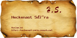 Heckenast Sára névjegykártya